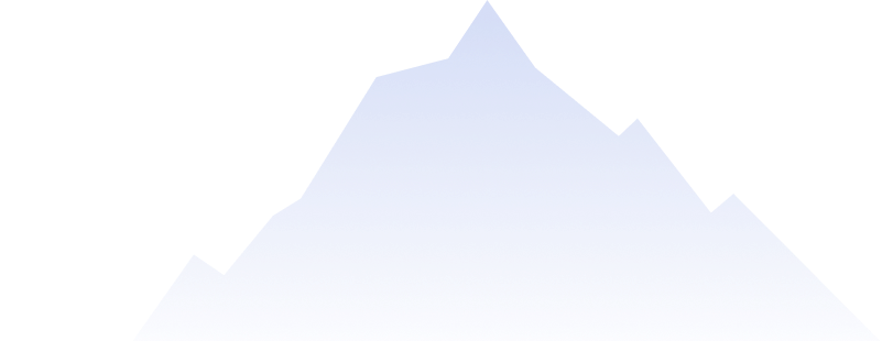 Vector-Grafik einer Bergkette in Blautönen. Symbol für Wachstum & Herausforderungen im Finanzbereich, Mittelstand, Finance Transformation.